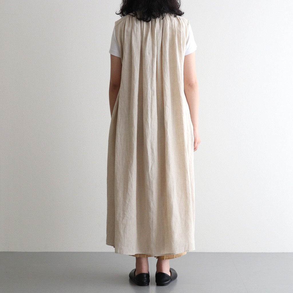 DENSELY LINEN GATHER DRESS #Antique White [no.7310]