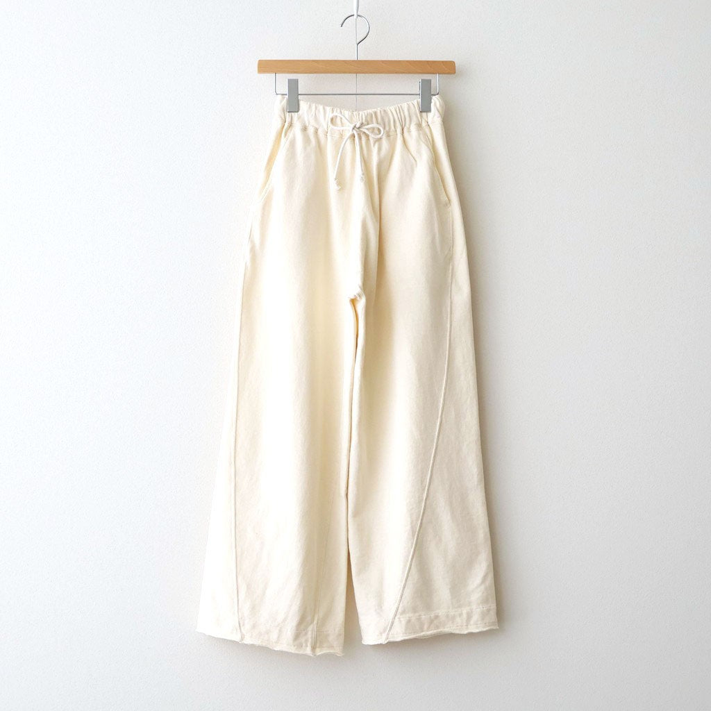 cotton open-end yarn terry wide sweat pants #off white [WXSP-UW120]