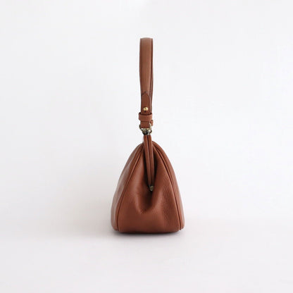 plain gama hand bag-round #antique brown