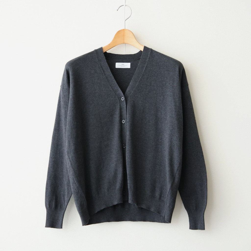14GG PLAIN STITCH COTTON/NYLON/SILK V-NECK CARDIGAN #9800 CHARCOAL [NNSL26503]