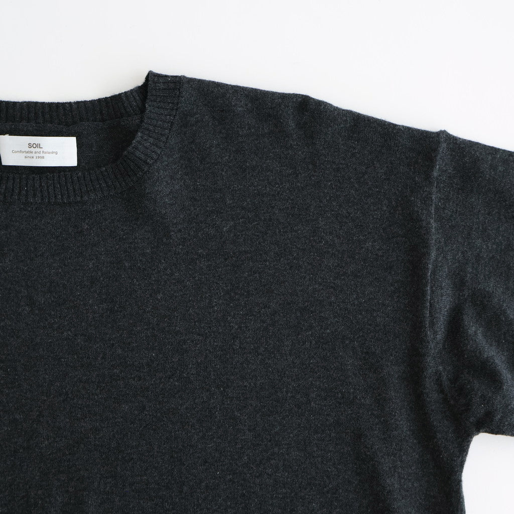 14GG 2PLY PLAIN STITCH COTTON/WOOL/CASHMER CREW-NECK PULLOVER #9800 CHARCOAL [GNSL24542]