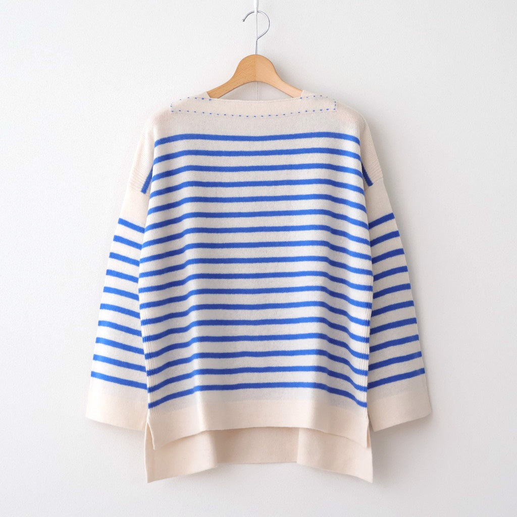 Basque pullover (boat neck) #ivory×blue [mdm02-01]