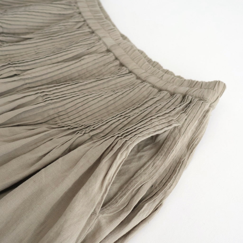HANDWOVEN HEAVY COTTON PLAIN FLARED SKIRT WITH PINTUCK #8300 BEIGE/BLACK SELVAGE [INMDS25725]