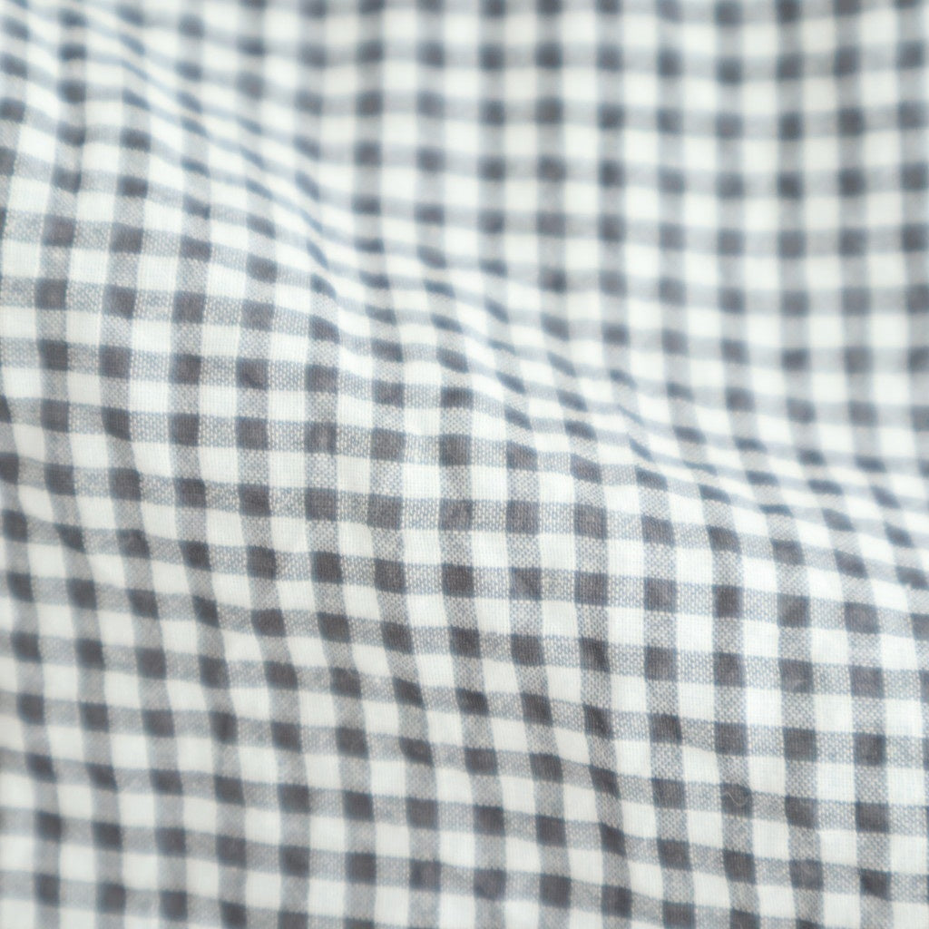 HANDWOVEN COTTON/SILK SMALL GINGHAM CHECK GATHERED SKIRT #9691 GREY(OFF.WHITE×GREY) [INMDS26026]
