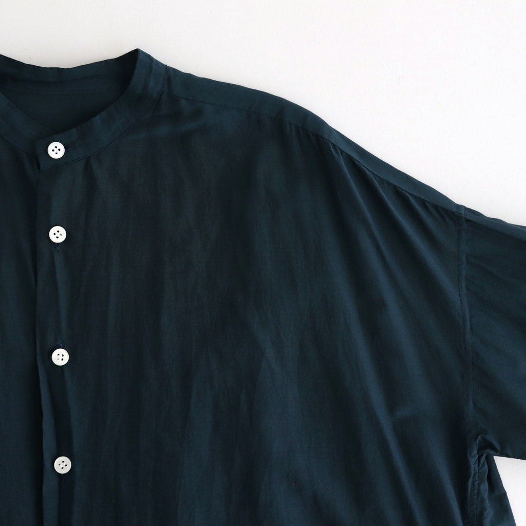 G.D COTTON SILK STAND COLLAR LONG SHIRT #Navy [no.7366]