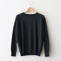 14GG 2PLY PLAIN STITCH COTTON/WOOL/CASHMER CREW-NECK PULLOVER #9800 CHARCOAL [GNSL24542]