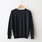 14GG 2PLY PLAIN STITCH COTTON/WOOL/CASHMER CREW-NECK PULLOVER #9800 CHARCOAL [GNSL24542]
