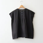80s VOILE PLAIN WITH CUT WORK LACE CREW NECK FRENCH/SL SHIRTS WITH PINTUCK #9900 BLACK [INSL26342]