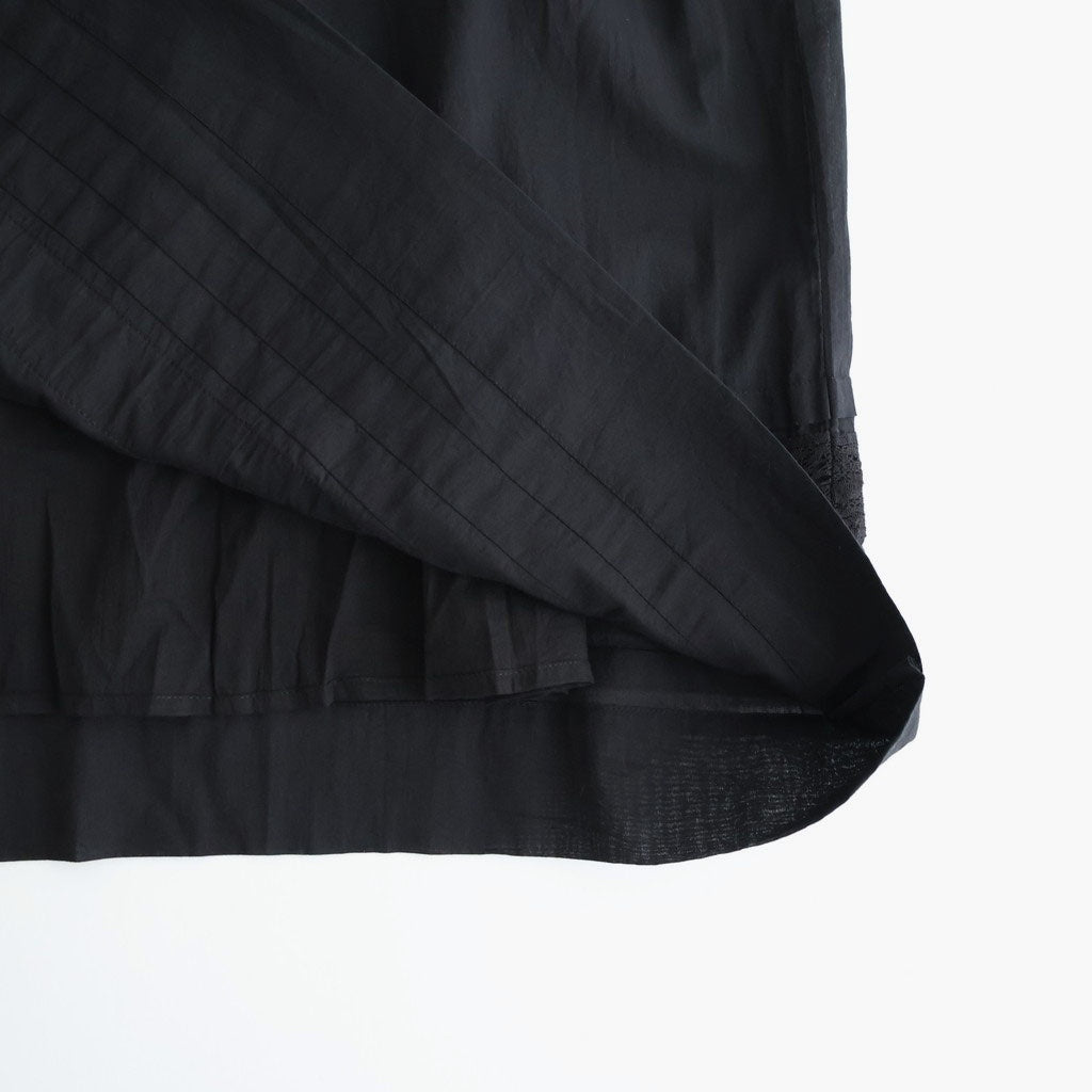 80s COTTON VOILE LACE GATHERED SKIRT #9900 BLACK [NSL26093]