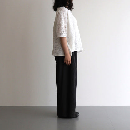 80s VOILE PLAIN WITH CUT WORK LACE EASY PANTS #9900 BLACK [INSL23224]