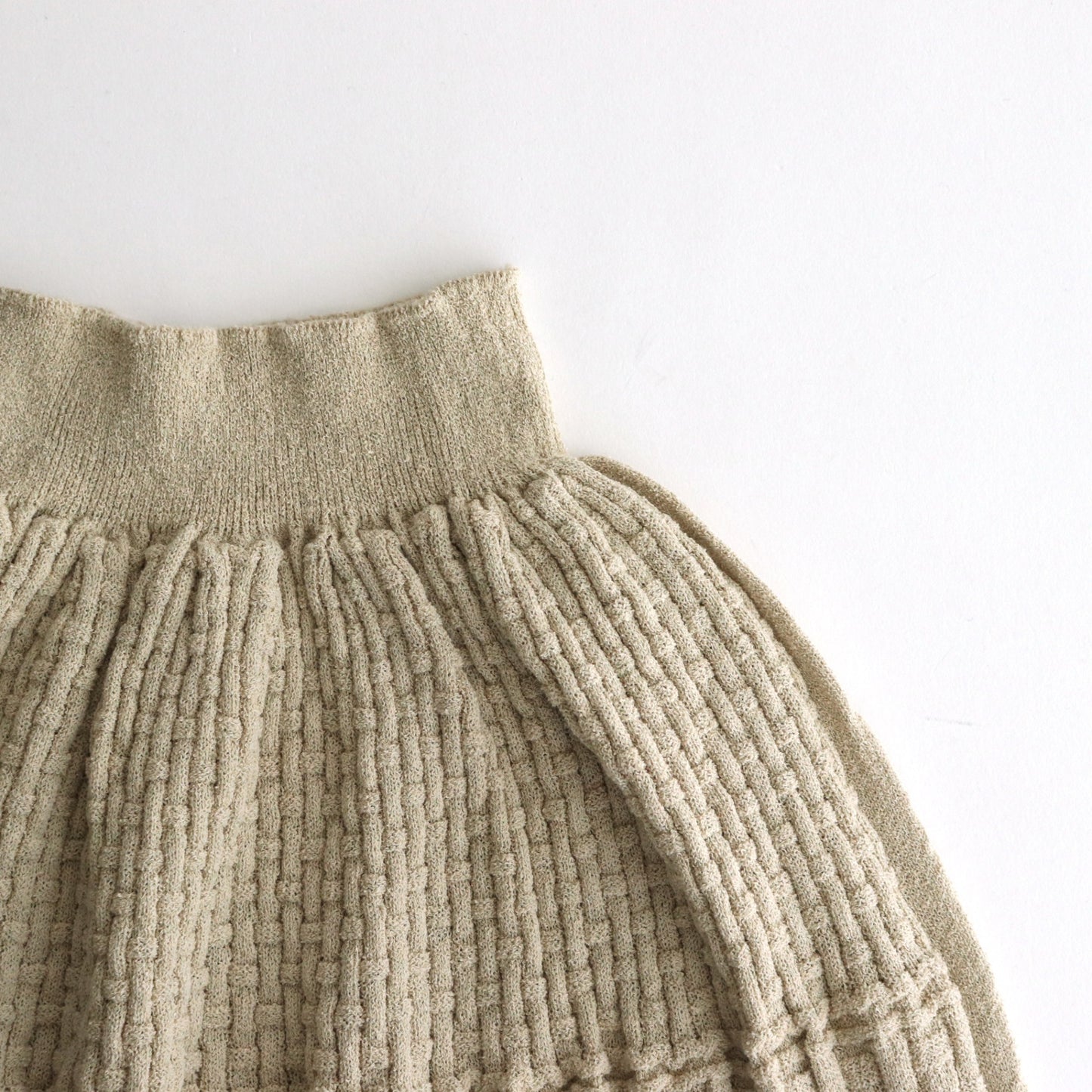 Cotton-boucle Basket Skirt #L.Beige [oni052]