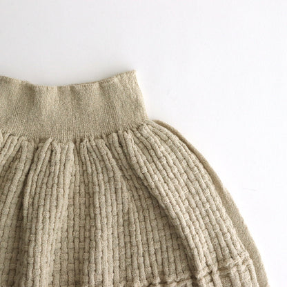 Cotton-boucle Basket Skirt #L.Beige [oni052]