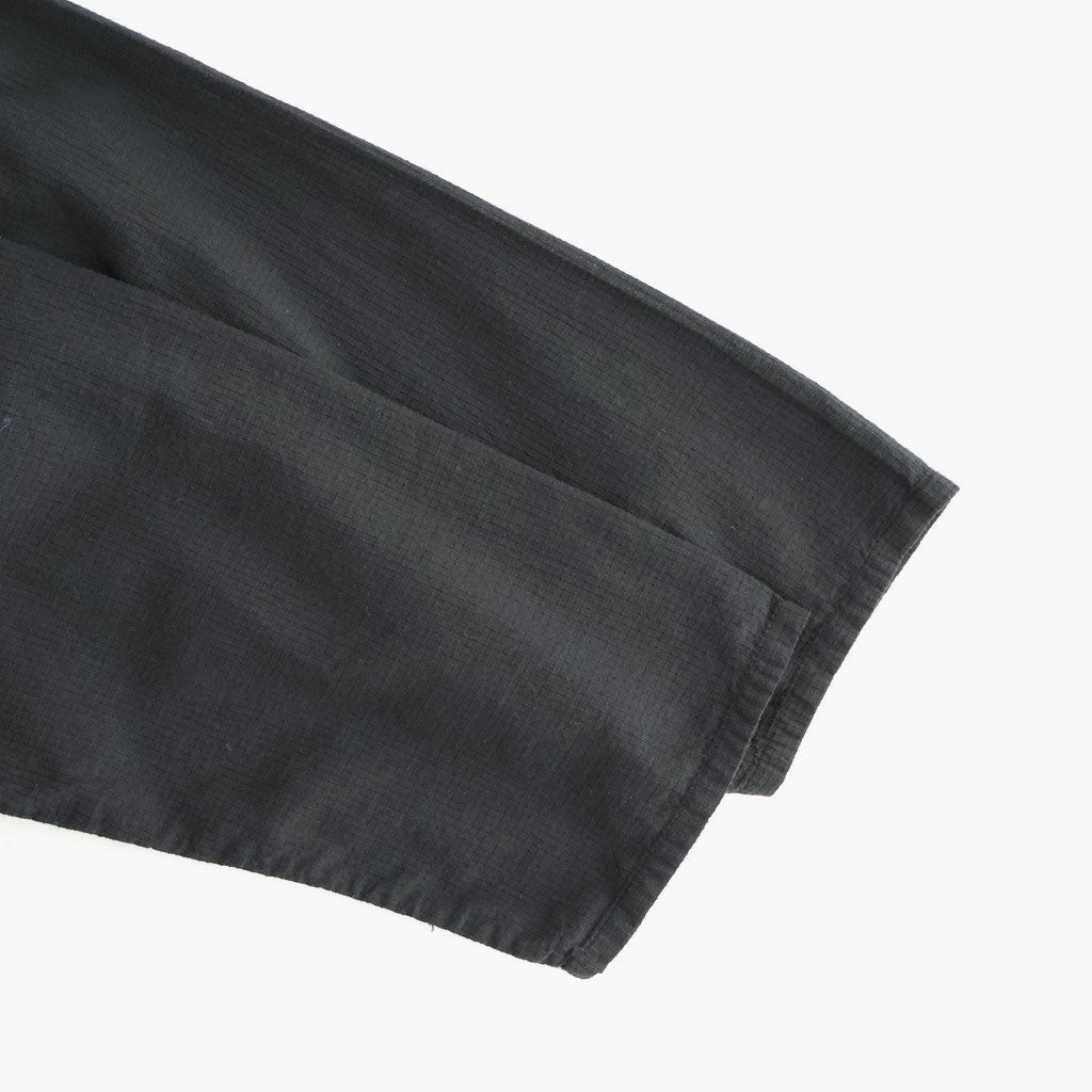 80s ORGANIC MICRO CHECK OVERDYE CREW-NECK BUTTON SHIRT MAXI DRESS WITH MINI PINTUCK #9912 BLACK (J.BLACK) [NMDS26234D]