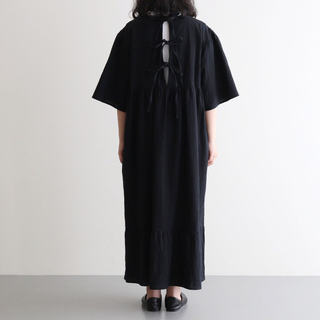 cotton linen powder dress #black [1559-007]
