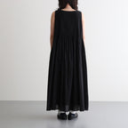 80s ORGANIC COTTON VOILE NO/SLEEVE PULLOVER DRESS WITH MINI PINTUCK #9900 BLACK [NMDS26244]