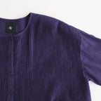 80s ORGANIC MICRO CHECK OVERDYE CREW-NECK BUTTON SHIRT MAXI DRESS WITH MINI PINTUCK #2813 PURPLE (D.PURPLE) [NMDS26234D]