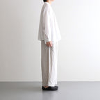 80s COTTON VOILE PLAIN BANDED COLLAR GATHER SHIRT #9100 OFF WHITE [NSL25041]