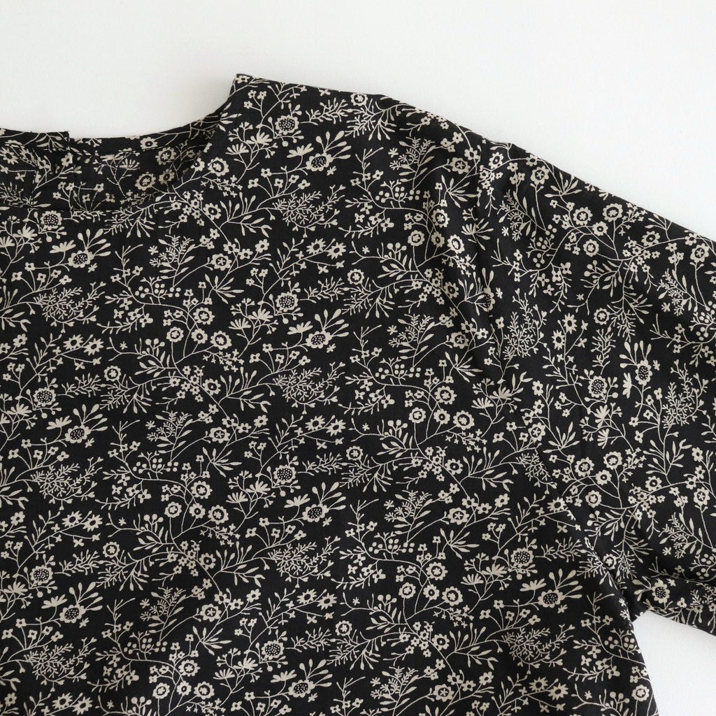 COTTON SLUB SMALL FLOWER PRINT BACK OPENING SMOCK #9982 BLK (BLACK x BEIGE PRINT) [NSL25572]
