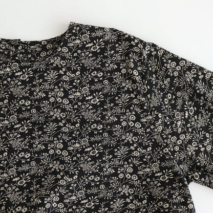 COTTON SLUB SMALL FLOWER PRINT BACK OPENING SMOCK #9982 BLK (BLACK x BEIGE PRINT) [NSL25572]