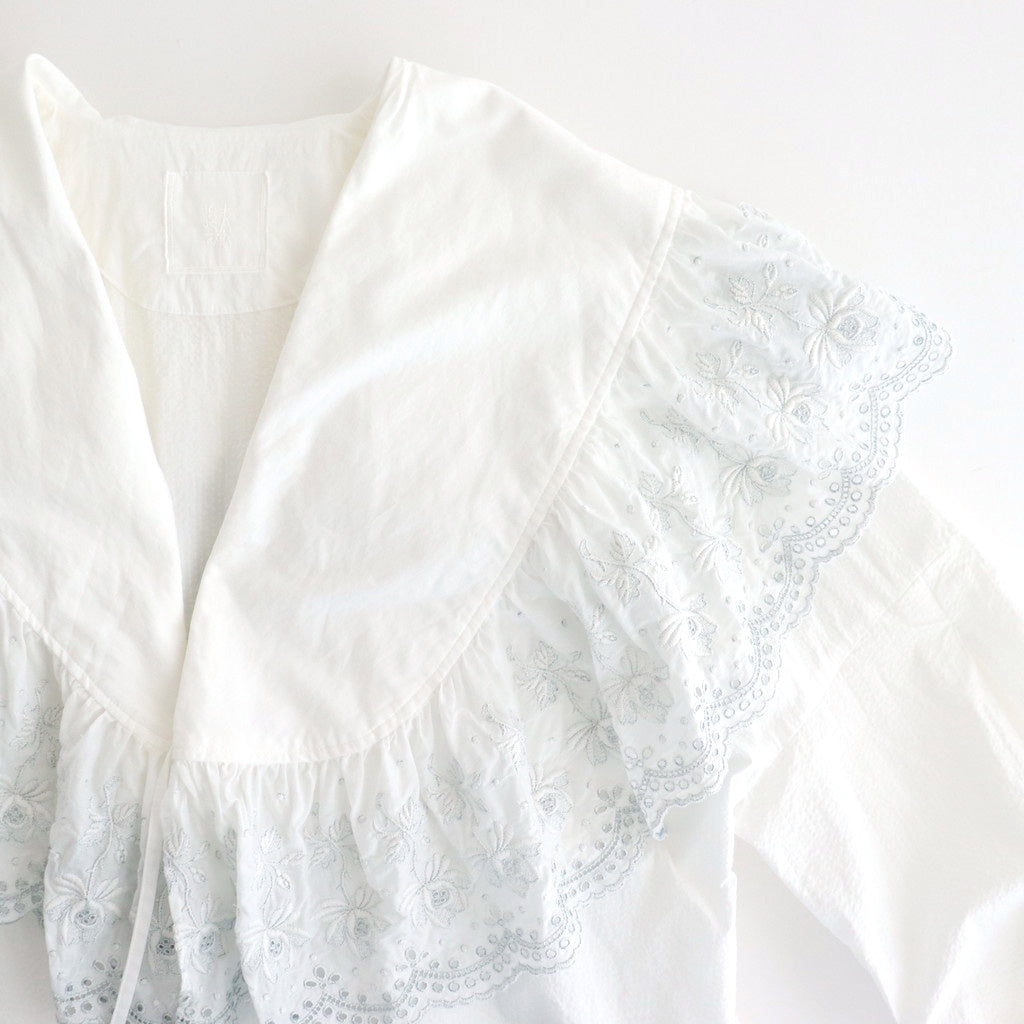 日日夜夜：Wide lace collar smock blouse #off white [13251-05107]