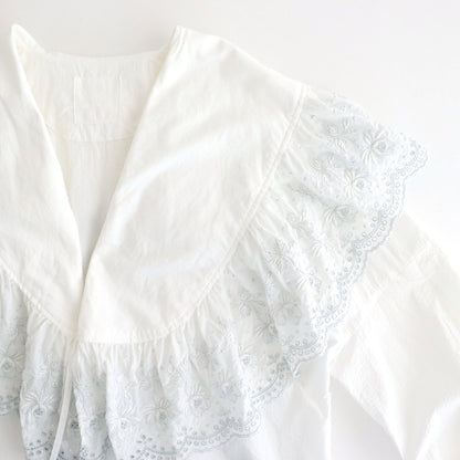 日日夜夜：Wide lace collar smock blouse #off white [13251-05107]