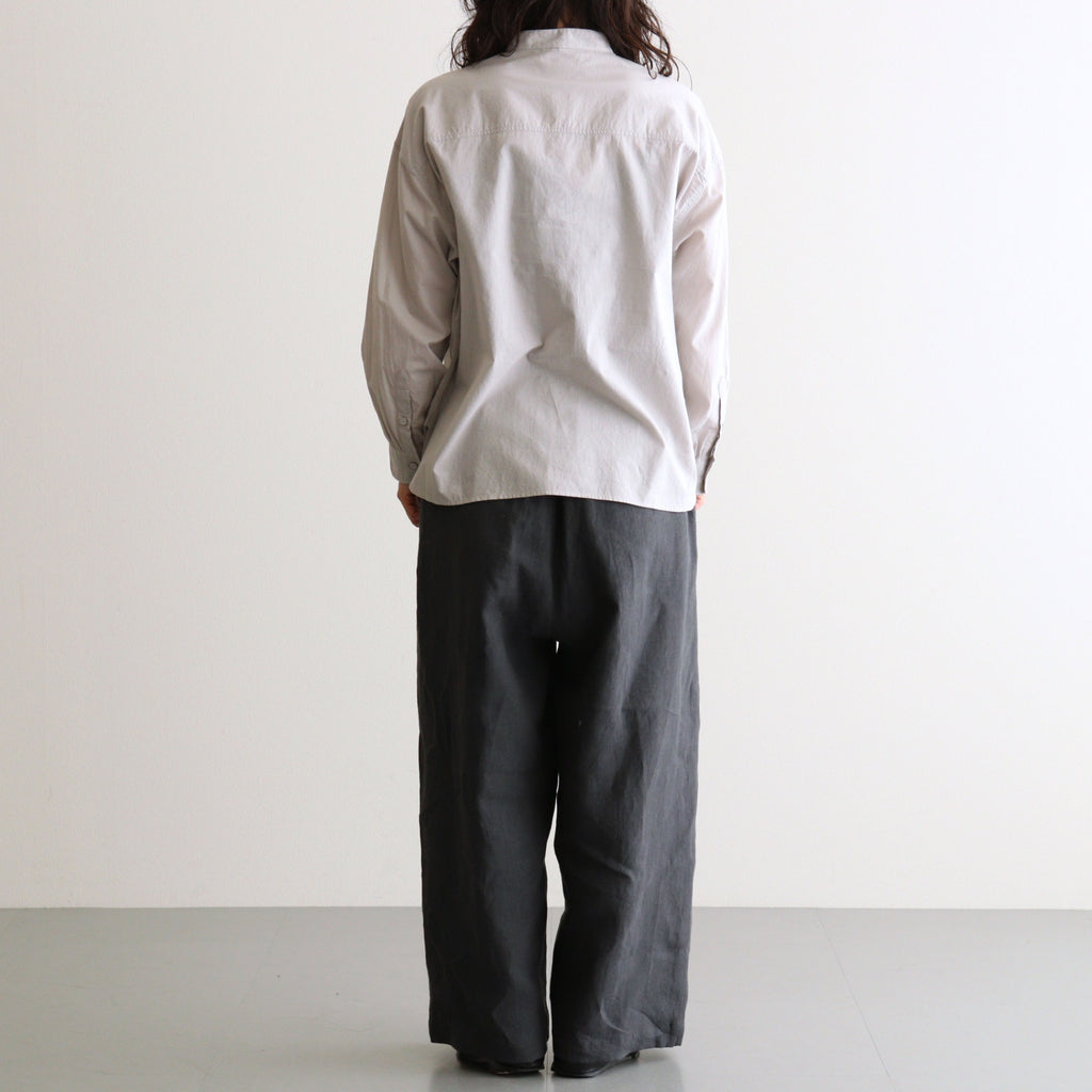 60s ORGANIC CAMBRIC WITH EMB BANDED COLLAR EMB SHIRT #9200 LT GREY [NMDS26221]