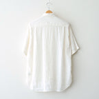 AUTO LOOM LINEN/COTTON PLAIN OVERDYE OPEN COLLAR S/SL SHIRTS #9000 WHITE(WASHED) [IMDSH2612LCD]