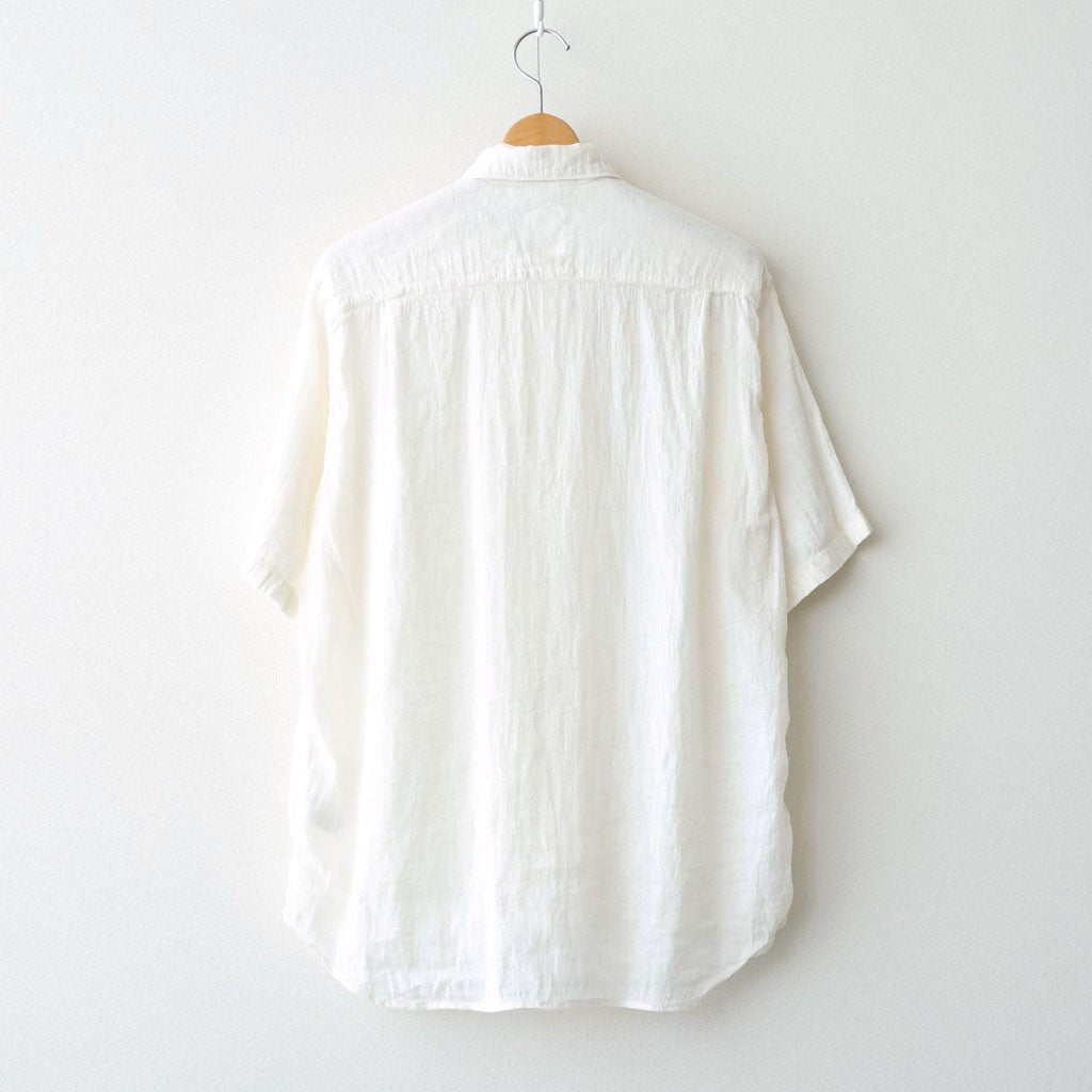 AUTO LOOM LINEN/COTTON PLAIN OVERDYE OPEN COLLAR S/SL SHIRTS #9000 WHITE(WASHED) [IMDSH2612LCD]
