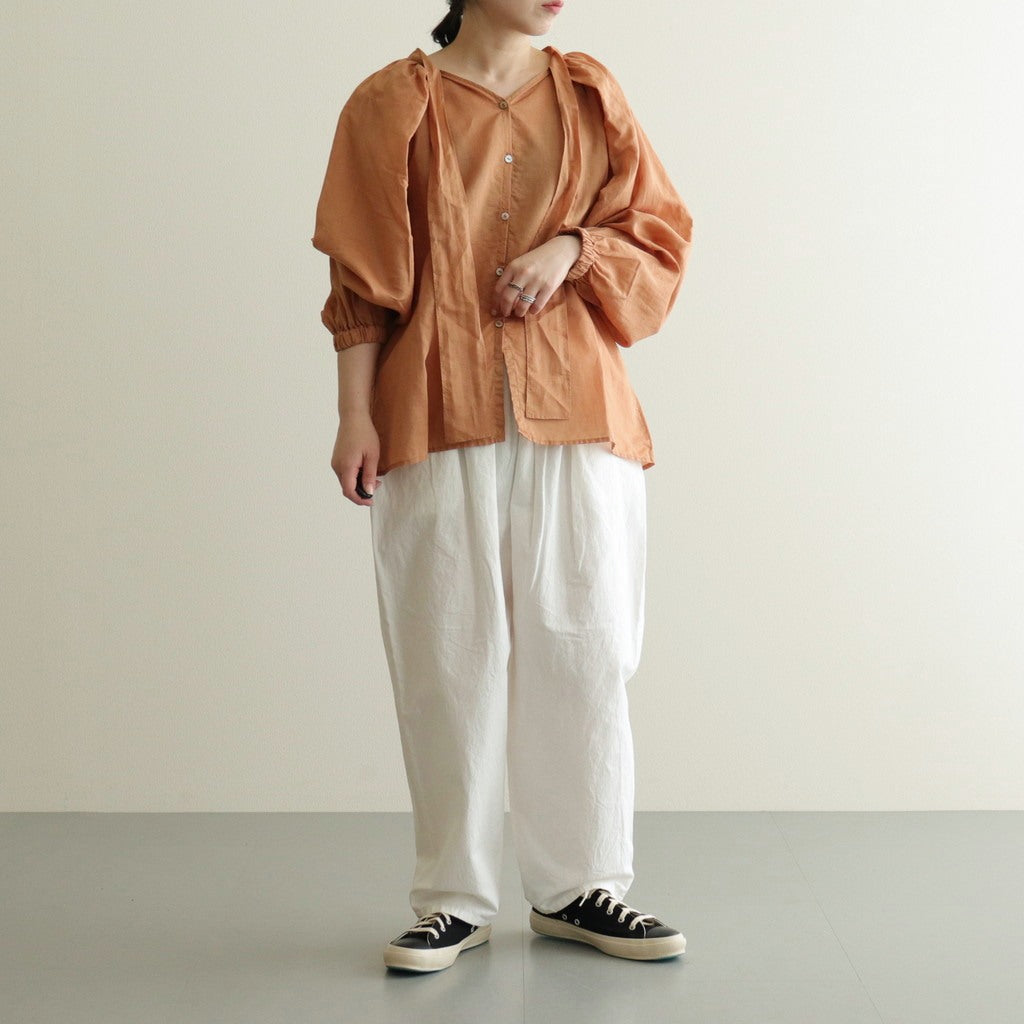 ラミーコットンローン ボウタイブラウス #TAN [241784]