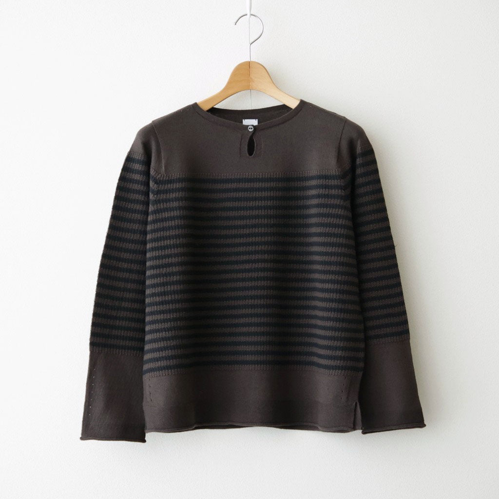 Stripe Long-sleeved Tee #Brown x Black [Oni068]