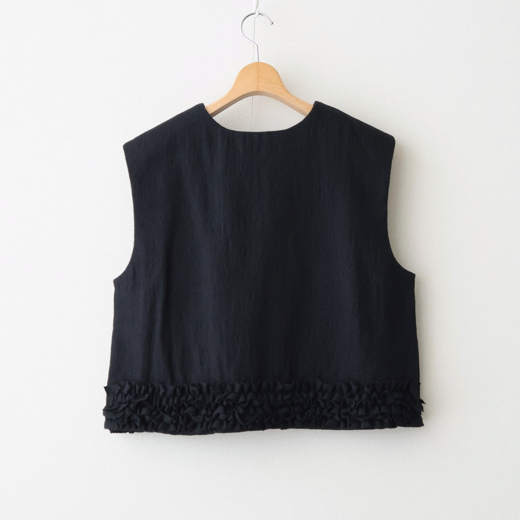 C/W FRILL DECORATION BUTTON BIB #Black [no.7698]