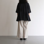 80s ORGANIC DOBIE CHECK(OVERDYE) CREW-NECK P/O HALF/SL SHIRT WITH PINTUCK #9971 O.BLACK [NMDS25251D]