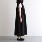 DENSELY LINEN GATHER DRESS #Black [no.7310]