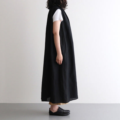 DENSELY LINEN GATHER DRESS #Black [no.7310]