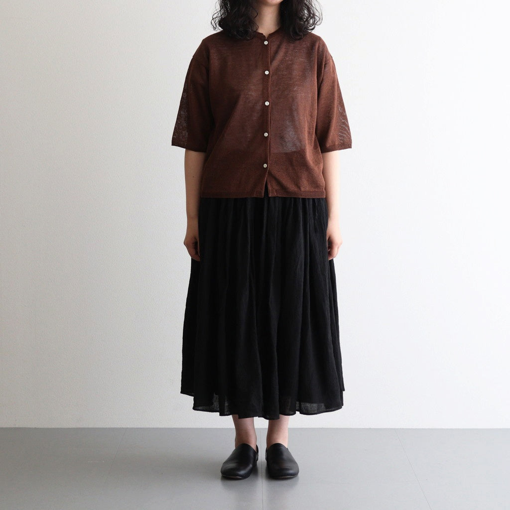 LINEN HEMP GATHER SKIRT #Black [no.7424]