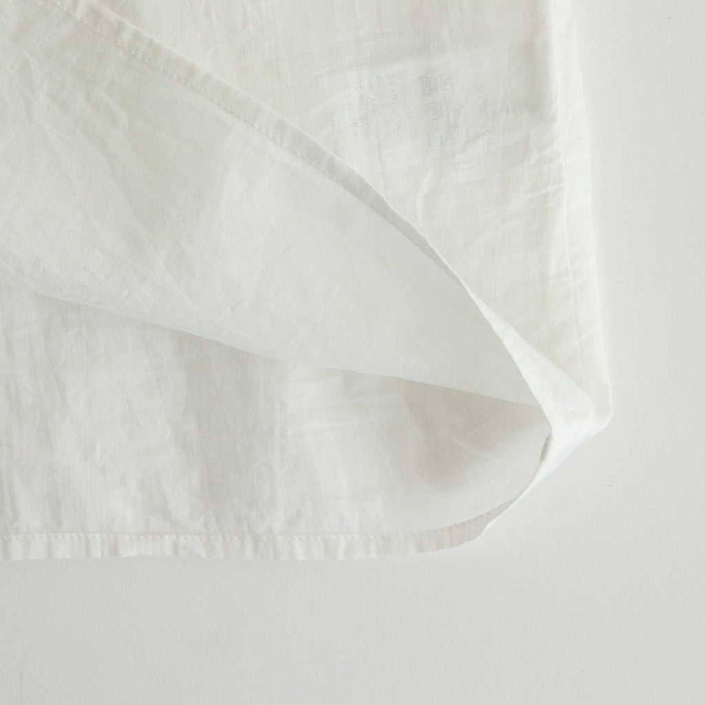80s COTTON VOILE PLAIN BANDED COLLAR FRENCH/SL PINTUCK SHIRT #9100 OFF WHITE [NSL25042]