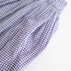 HANDWOVEN COTTON/SILK SMALL GINGHAM CHECK GATHERED SKIRT #2891 PURPLE(OFF.WHITE×PURPLE) [INMDS26026]