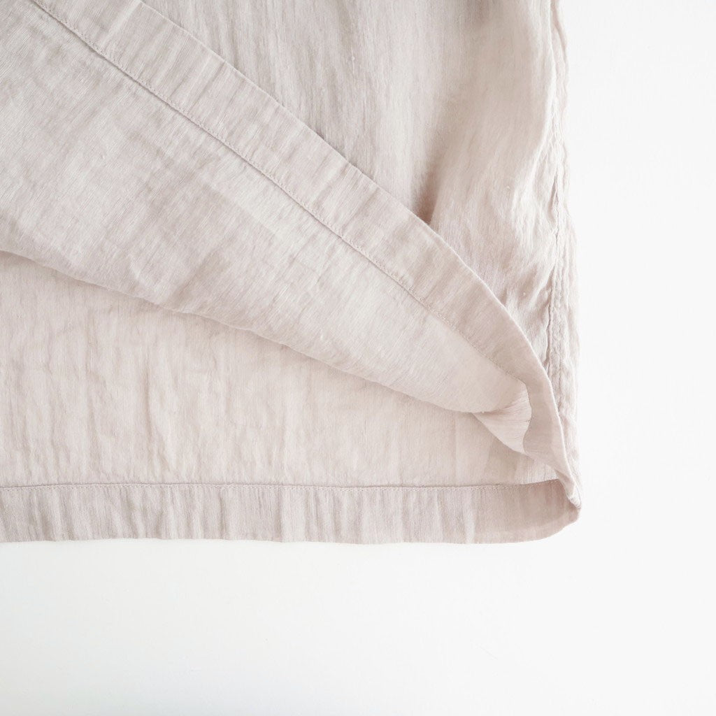 60s AUTOLOOM LINEN/COTTON PLAIN OVERDYE BACK OPENING CREW-NECK SHIRTS DRESS WITH MINI PINTUCK #940D D.GREY [INMDS26011D]