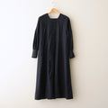 冬の肖像 Square Neck tucked dress #black [TLF-126-op006-cst]