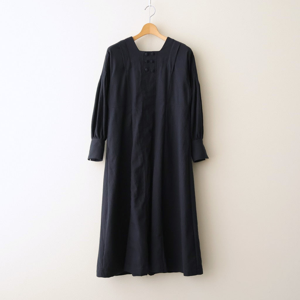 冬の肖像 Square Neck tucked dress #black [TLF-126-op006-cst]
