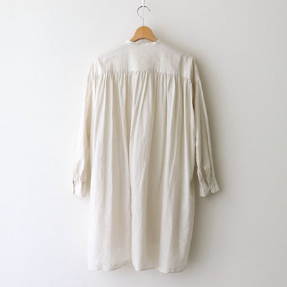 G.D COTTON SILK STAND COLLAR LONG SHIRT #Ivory [no.7366]