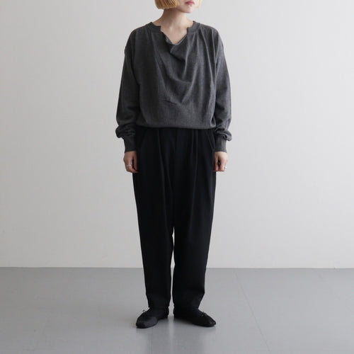 soft yak & cotton draped-front knit P/O #natural charcoal [WXSP-UW107]