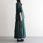 葉影のリズム：Frilled sleeves blouse #forest green [11261-02307]