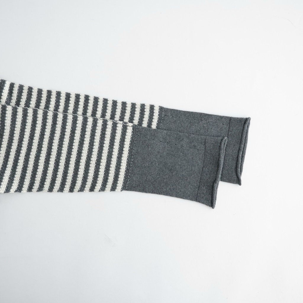 Stripe Long-sleeved Tee #Grey x Ecru [Oni068]