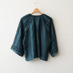 一瞬の花：Gathered blouse #abyssal blue [11261-10307]