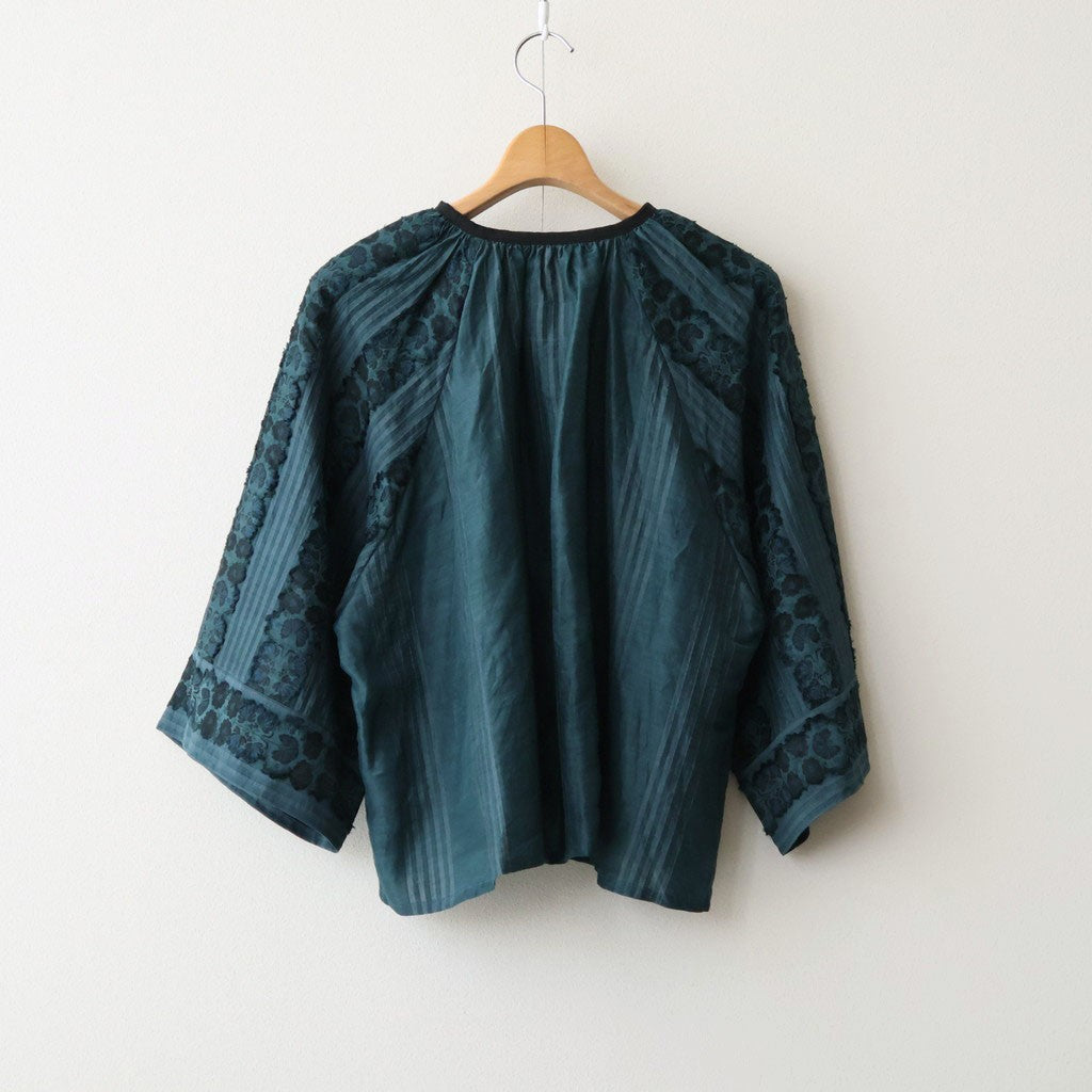 一瞬の花：Gathered blouse #abyssal blue [11261-10307]