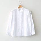 60s ORGANIC CAMBRIC WITH EMB BANDED COLLAR EMB SHIRT #9000 WHITE [NMDS26221]