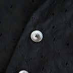 ⼼の花苑 Open-collar cropped overshirt #black [TLF-226-SH007-ec]