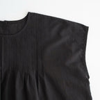 80s VOILE PLAIN WITH CUT WORK LACE CREW NECK FRENCH/SL SHIRTS WITH PINTUCK #9900 BLACK [INSL26342]