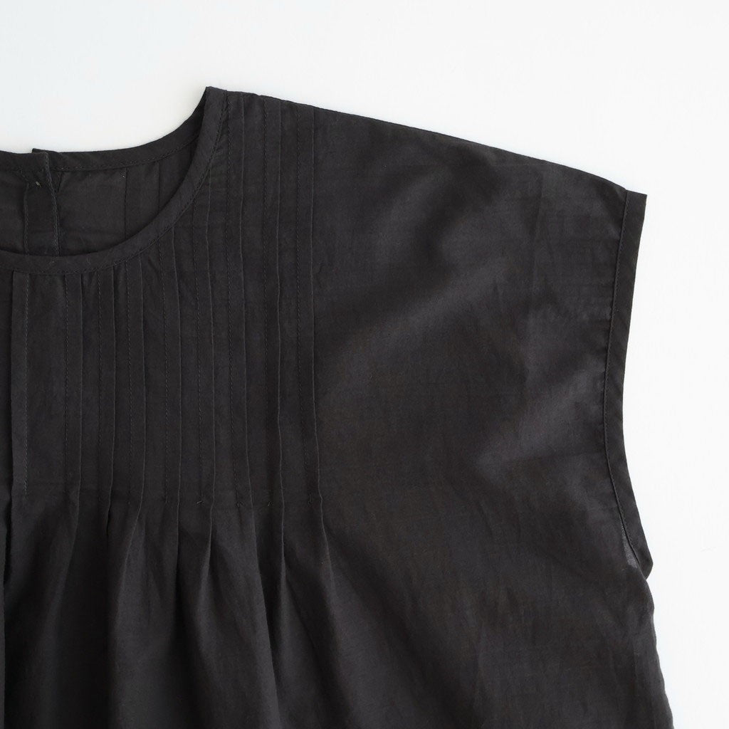 80s VOILE PLAIN WITH CUT WORK LACE CREW NECK FRENCH/SL SHIRTS WITH PINTUCK #9900 BLACK [INSL26342]